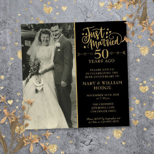 Convites Fotos Quadradas de Casamento de Aniversário de 50