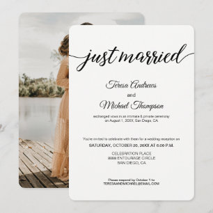 Convites Fotos Simples de Casamento Recém-Casados Recepção 