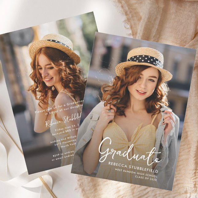 Convites Fotos Verticais Modernas para Formatura 2026 (Modern Graduation Vertical Photo Grad Party 2025 Invitation)