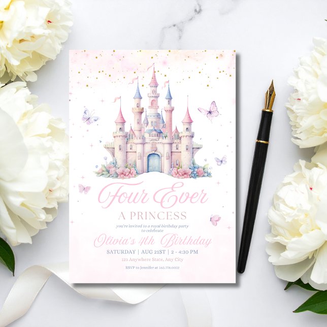 Convites Four Ever Princess Birthday Fairytale Castle Girls (Criador carregado)