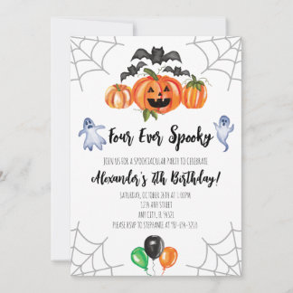 Convites Four Ever Spooky Halloween 4th Birthday Invitation