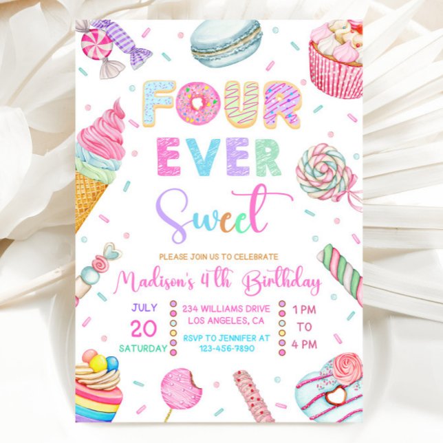 Convites Four Ever Sweet Birthday Invitation, Candy Sweet  (Criador carregado)