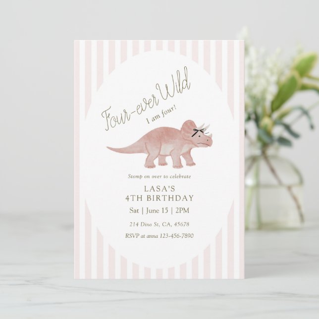 Convites Four-ever Wild Dinosaur Birthday (Em pé/Frente)