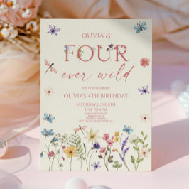 Convites Four Ever Wild Wildflower 4th Birthday Party