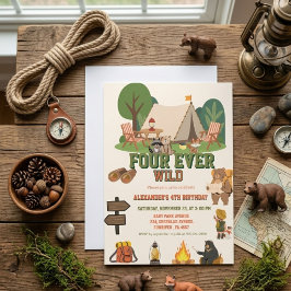 Convites Fourever selvagem safari Floresta 4º aniversário