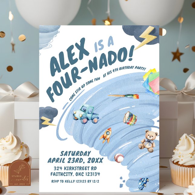 Convites Fournado Boy Tornado Storm Quarta Festa de anivers (Criador carregado)