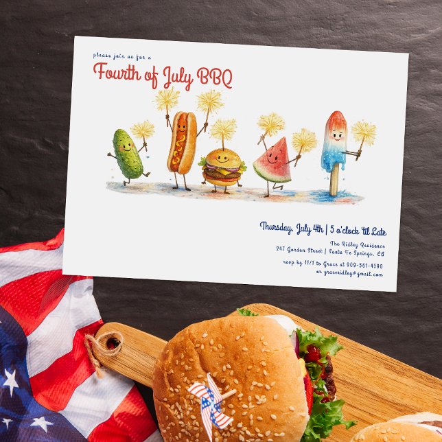 Convites Fourth of July BBQ Mascots | Independence Day (Criador carregado)