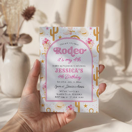 Convites Fourth Rodeo Pink Cowgirl 4th Birthday