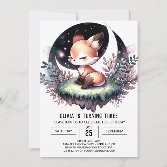 Convites Fox Aniversário Majestoso Personalizado (Frente)