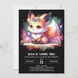 Convites Fox Birthday digital de Boho Majnacional