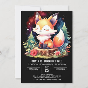 Convites Fox Birthday, Pastel Woodland