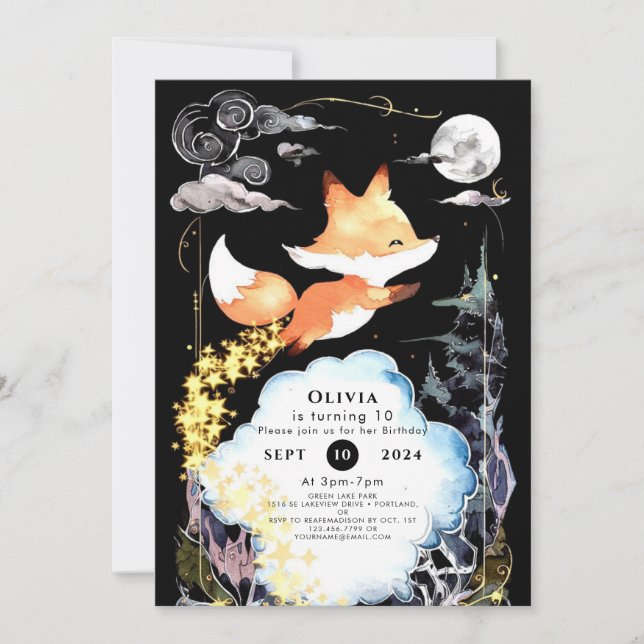 Convites Fox Birthday Woods Whimsy (Frente)