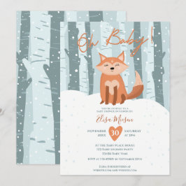 Convites Fox de inverno, ilustração da neve Oh chá de frald