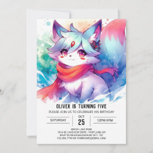 Convites Fox Digital Fox Birthday pintado