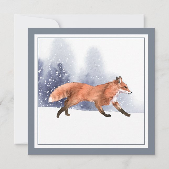 Convites Fox Feriada de Aquarela de inverno (Frente)