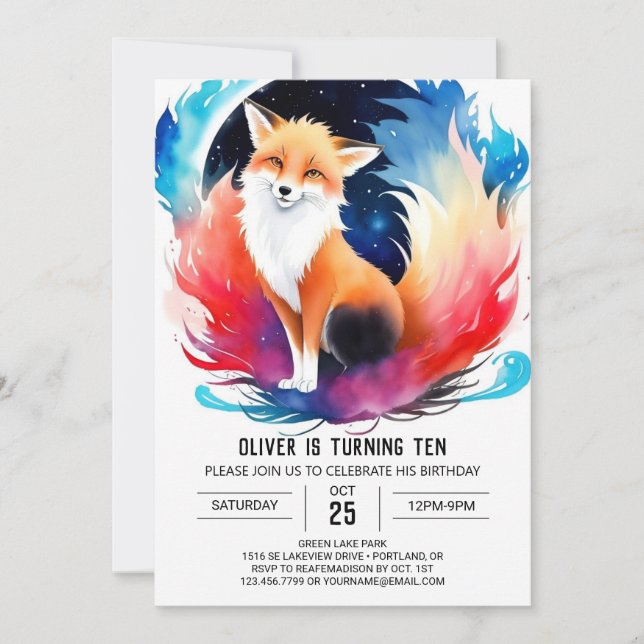 Convites Fox Frolic in the Woods Birthday (Frente)