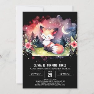 Convites Fox Mágica do Pastel digital de Aniversário