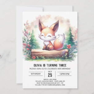 Convites Fox moderna adorável digital de aniversário
