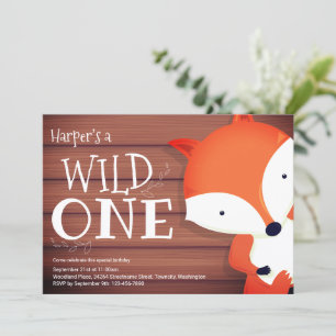 Convites Fox Rustic Wood Wild Um Primeiro Aniversário
