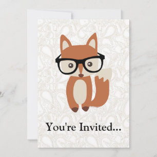 Convites Fox w/Glasses do bebê do hipster
