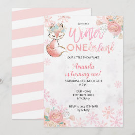 Convites Fox Winter ONEderland Snow Birthday Invite