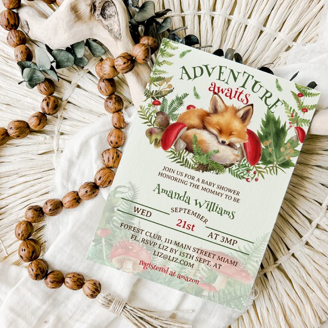 Convites Fox Woodland Chá de fraldas (Criador carregado)