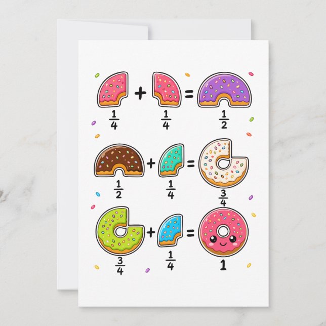 Convites Frações de Donut Humor de Aprendizado de Matemátic (Frente)