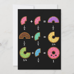 Convites Frações de Donut Humor de Aprendizado de Matemátic