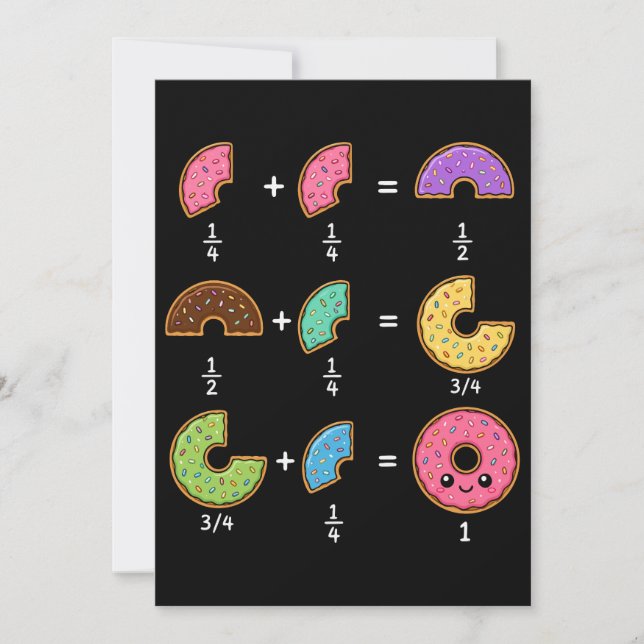 Convites Frações de Donut Humor de Aprendizado de Matemátic (Frente)