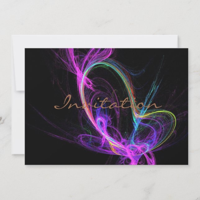 Convites Fractal Elétrico Rosa (Frente)