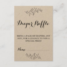 Fralda Bilhete Raffle Rustic Chá de fraldas Kraft