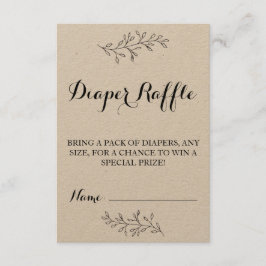 Convites Fralda Bilhete Raffle Rustic Chá de fraldas Kraft 