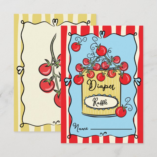 Convites Fralda de Tomate de Cereja Raffle (Frente/Verso)