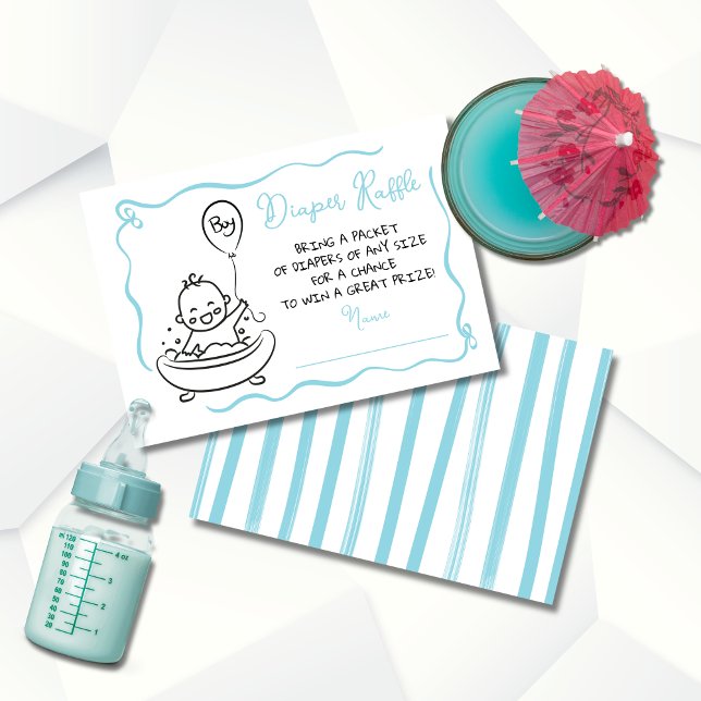 Convites Fralda desenhada à mão Raffle Boy (Criador carregado)