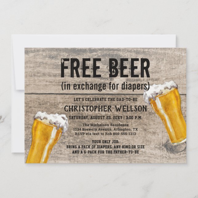 Convites Fralda e Parte do Chá de fraldas do Pai de Cerveja (Frente)