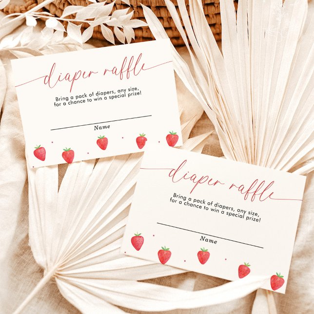 Convites Fralda Raffle Card, Chá de fraldas de morango (Criador carregado)