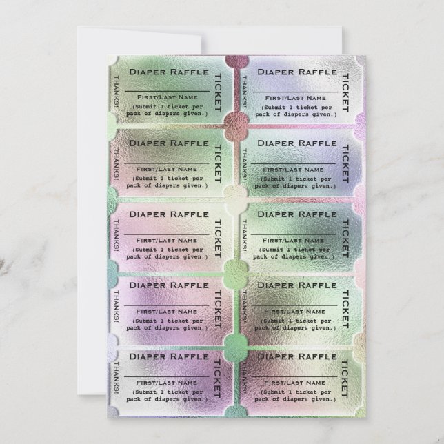 Convites Fralda Raffle Ingressa Chá de fraldas Cotovelo (Frente)