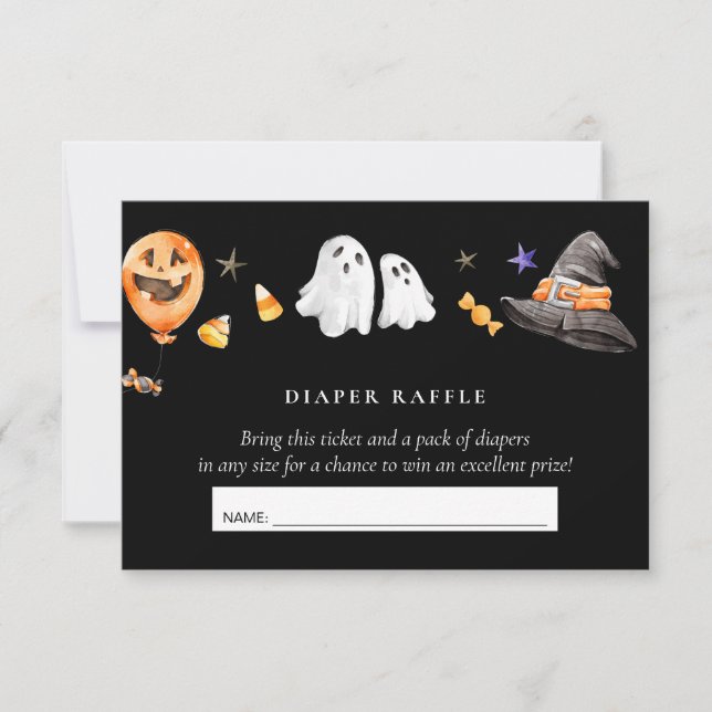 Convites Fralda Raffle Little Boo Black (Frente)