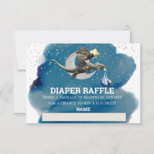 Convites Fralda Raffle Little Knight Dragon Silver Star