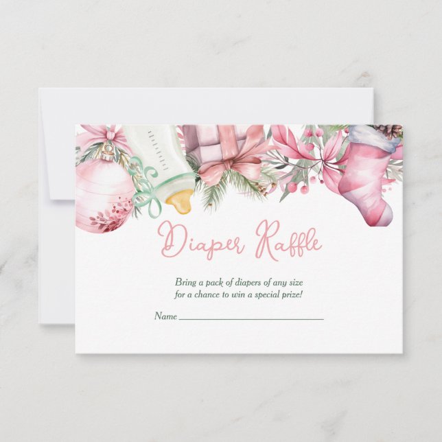 Convites Fralda Raffle Papais noeis de Natal Chá de fraldas (Frente)