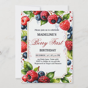 Convites Framboesa de framboesa Berry - Primeira parte prim