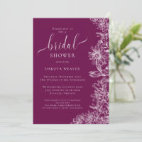 Framboesa De Vinho Desenhado Chá de panela Floral