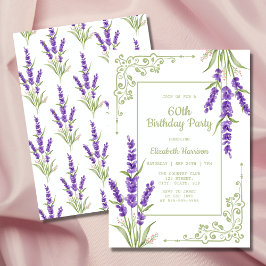 Convites Frame Antiquado de Lavanda Roxo 60º Aniversário
