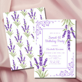 Convites Frame Antiquado de Lavanda Roxo Doce 16 Aniversári