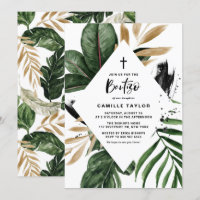Frame Bautizo de Folha de Ouro das Folhas Tropicai