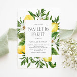 Convites Frame Botânico de Limão de Aquarela Doce 16<br><div class="desc">Convide convidados para o seu evento com este convite de festas 16 doce e personalizável. Apresenta uma estrutura aquarela de limões e flores de limão com a tipografia moderna. Personalize adicionando seus detalhes. Este doce e limão 16 convite é perfeito para festas de aniversário de verão</div>