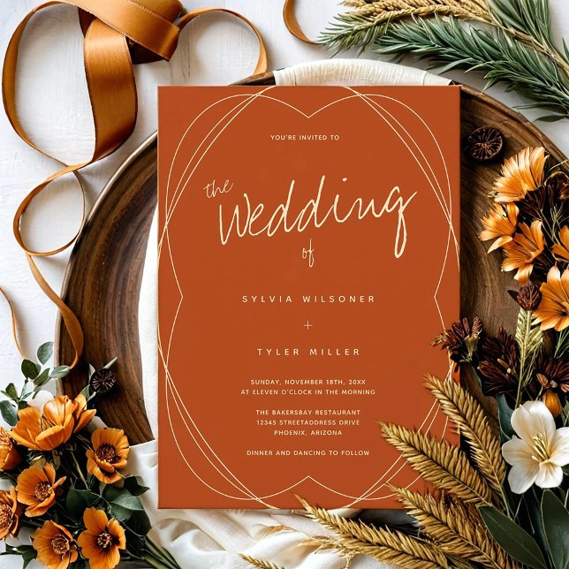 Convites Frame Burnt Orange Wedding (Get this invitation for your beautiful wedding.)