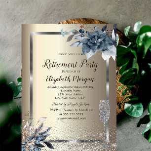 Convites Frame Confetti Winter Flowers Retirement