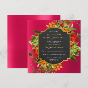 Convites Frame cor-de-rosa, Frame Dourado Barroco Floral