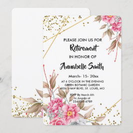 Convites Frame Dourado geométrico Floral RosaRetirement